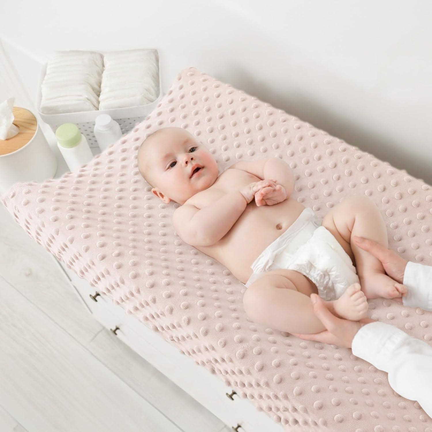 image:imageSusurration 2Pack Changing Pad Covers Super Soft Minky Dots Plush Changing Table Covers 33x17x7in Breathable Changing Pad Sheets for Unisex Baby Girls and Boys PinkampPurplePinkPurple