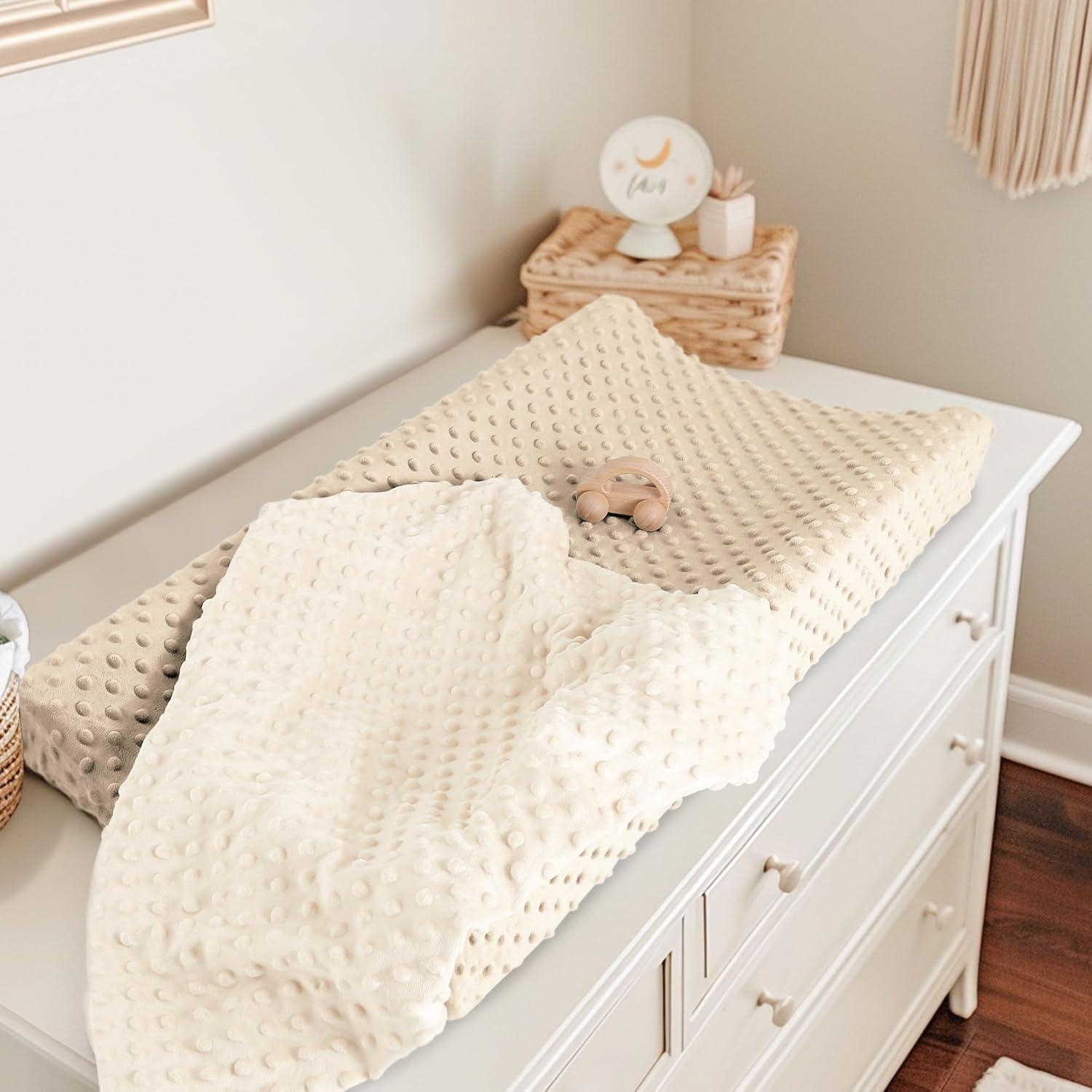 image:imageSusurration 2Pack Changing Pad Covers Super Soft Minky Dots Plush Changing Table Covers 33x17x7in Breathable Changing Pad Sheets for Unisex Baby Girls and Boys PinkampPurpleBrownCream