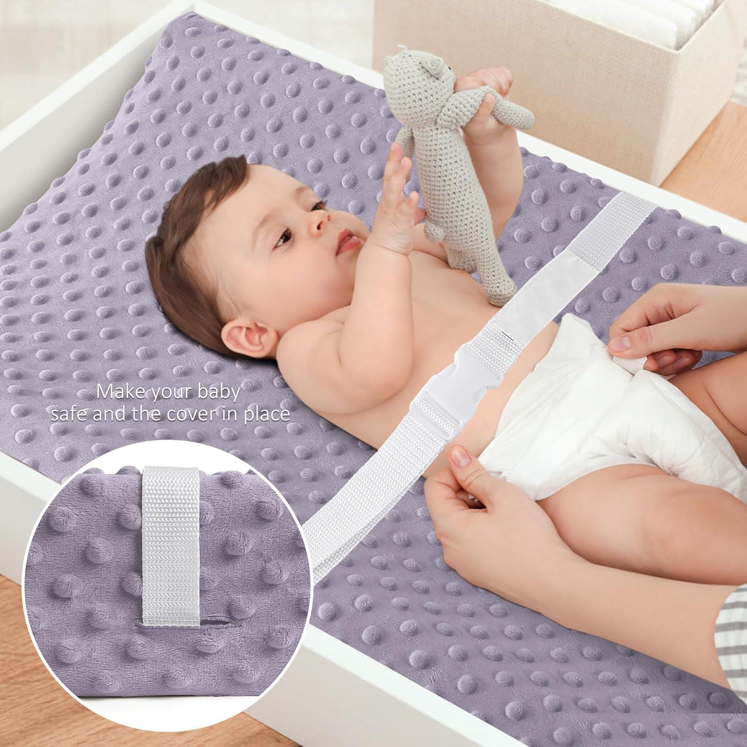 image:imageSusurration 2Pack Changing Pad Covers Super Soft Minky Dots Plush Changing Table Covers 33x17x7in Breathable Changing Pad Sheets for Unisex Baby Girls and Boys PinkampPurplePinkPurple