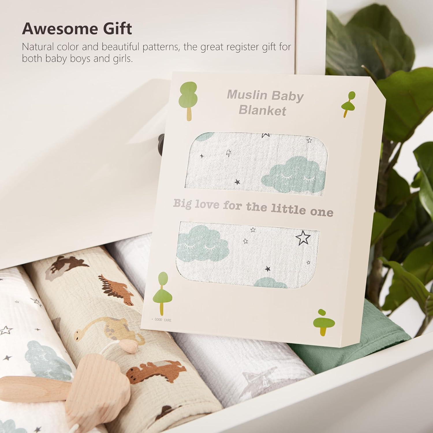 image:imageSusurration Baby Blanket for Unisex Boys Girls Soft Nursery Minky Blanket with Muslin Cotton Front and Dotted Fleece Back Receiving Blanket for Baby Newborn Infant 30x40inch DinosaurCloud