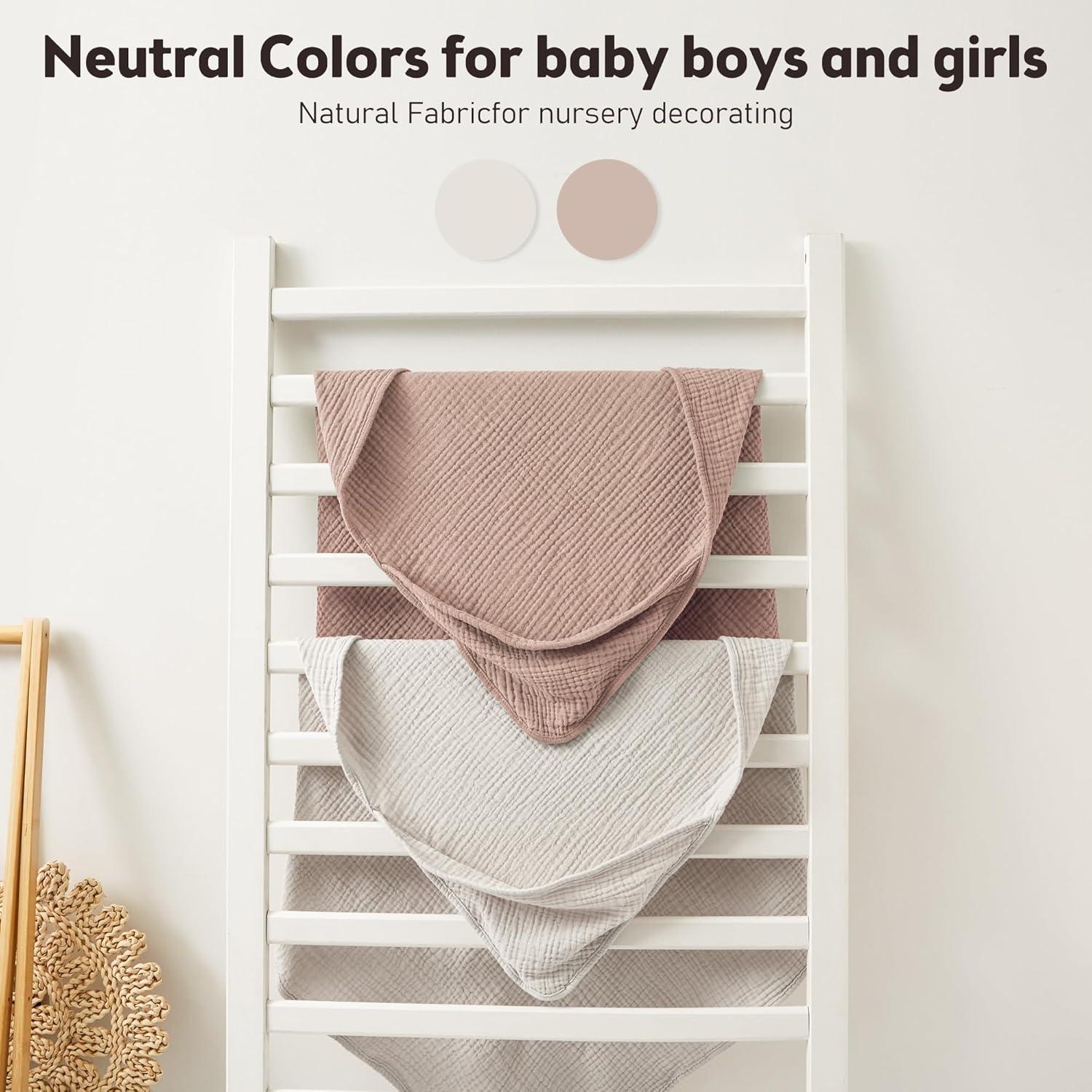 image:imageSusurration Hooded Baby Towels for Newborn 2 Pack 100 Muslin Cotton Towel for BabiesHighly Absorbent and Newborn Essential 30x30 Inch BeigeampSandCreamsand