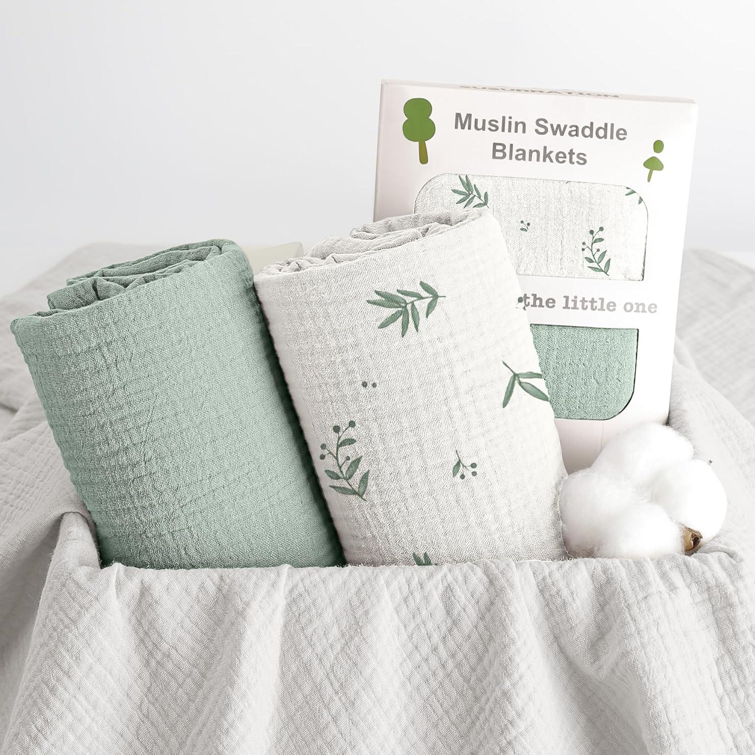 image:imageSusurration Muslin Receiving Blanket100 Cotton Swaddle Blankets for Newborn Soft Thin Swaddle for Unisex Newborn 38x40inch BlueBamboo