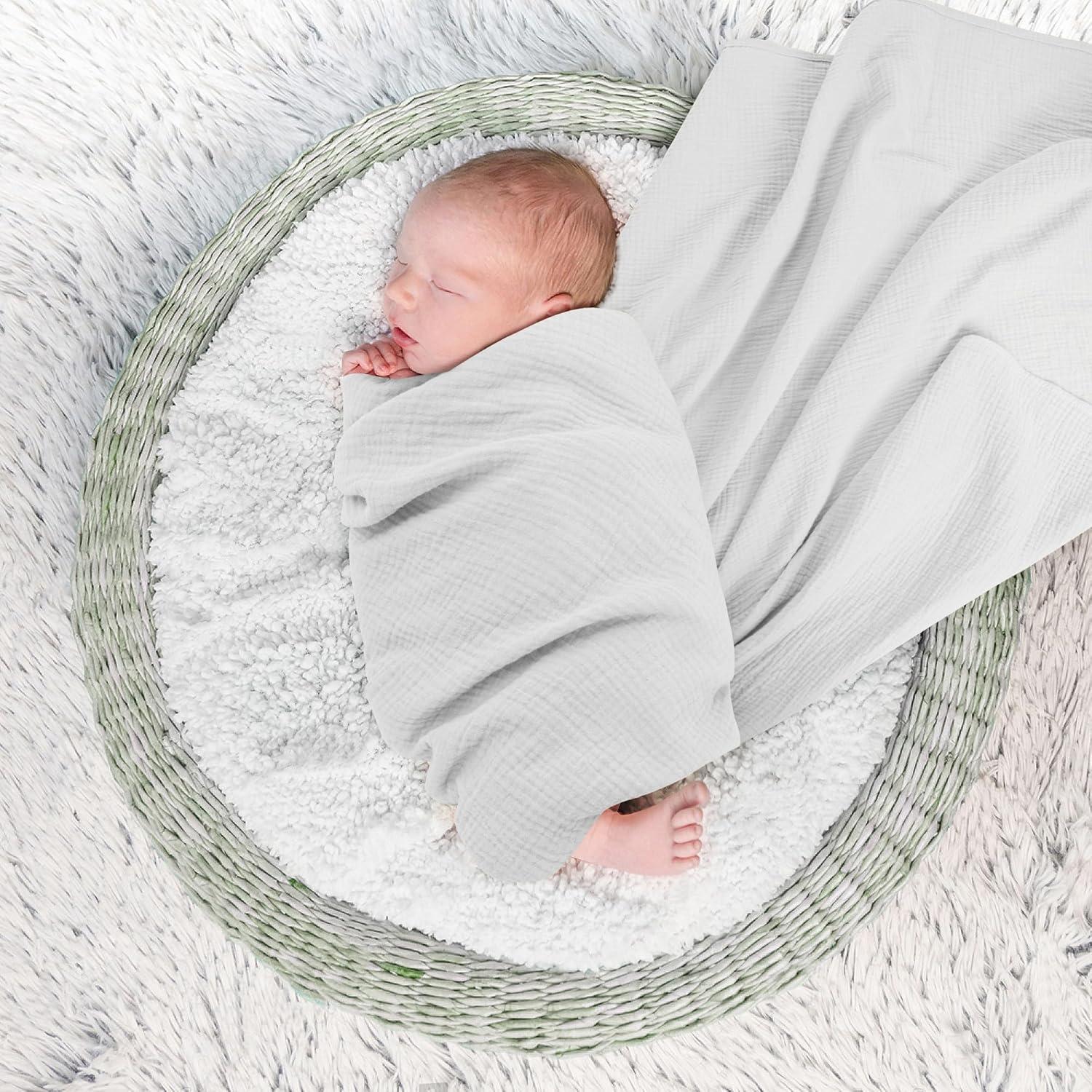 image:imageSusurration Muslin Receiving Blanket100 Cotton Swaddle Blankets for Newborn Soft Thin Swaddle for Unisex Newborn 38x40inch BlueBamboo