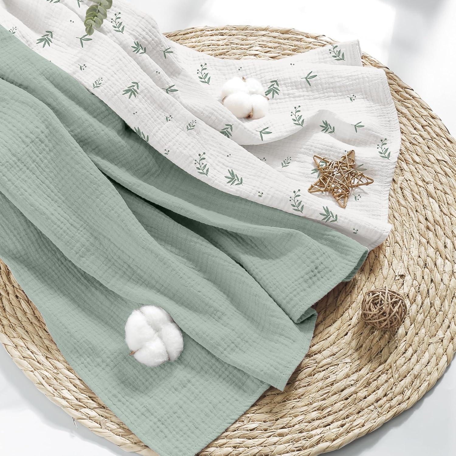 image:imageSusurration Muslin Receiving Blanket100 Cotton Swaddle Blankets for Newborn Soft Thin Swaddle for Unisex Newborn 38x40inch BlueBamboo