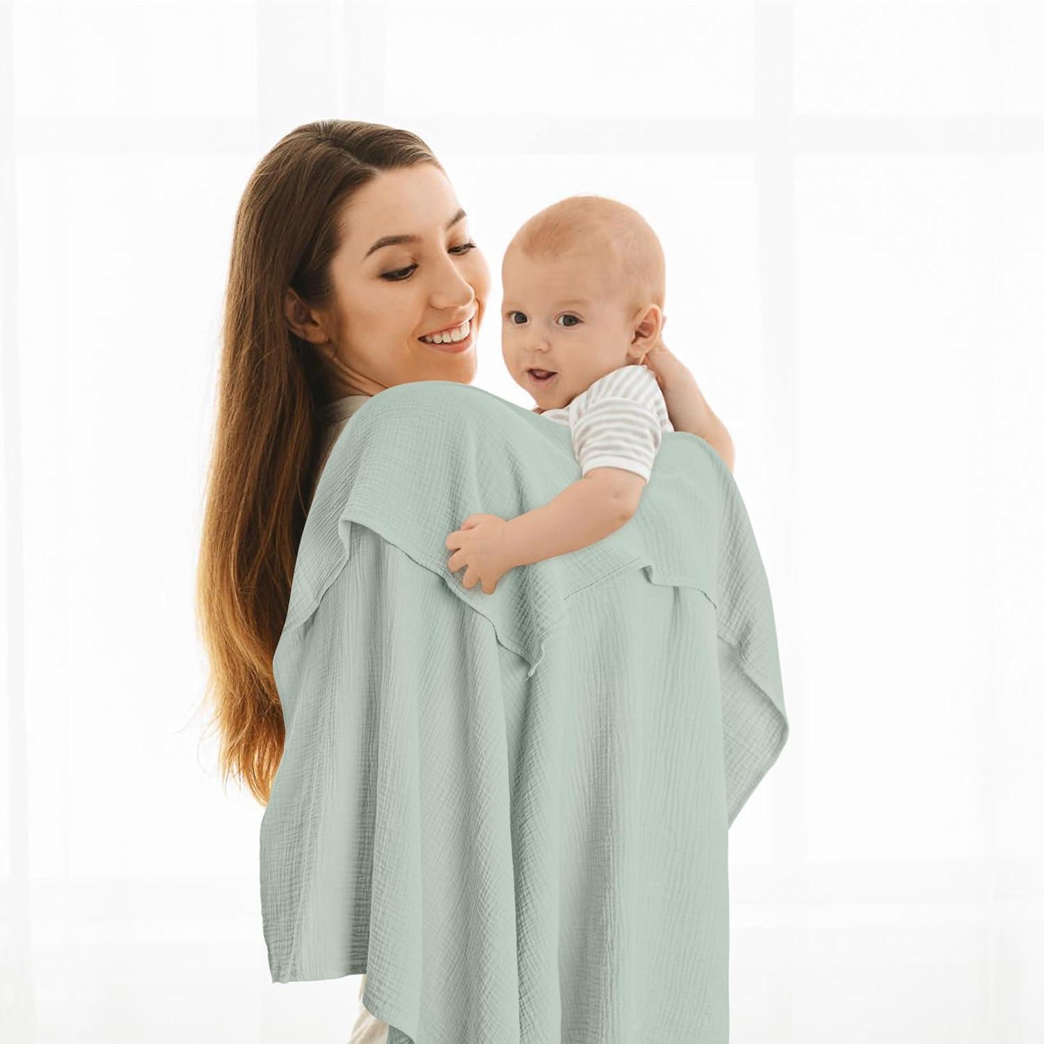 image:imageSusurration Muslin Receiving Blanket100 Cotton Swaddle Blankets for Newborn Soft Thin Swaddle for Unisex Newborn 38x40inch BlueBamboo