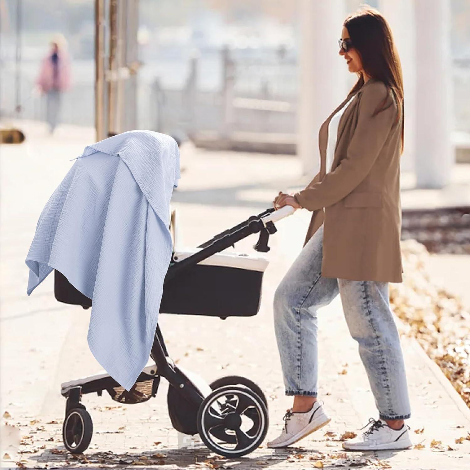 image:imageSusurration Muslin Receiving Blanket100 Cotton Swaddle Blankets for Newborn Soft Thin Swaddle for Unisex Newborn 38x40inch BlueBlue