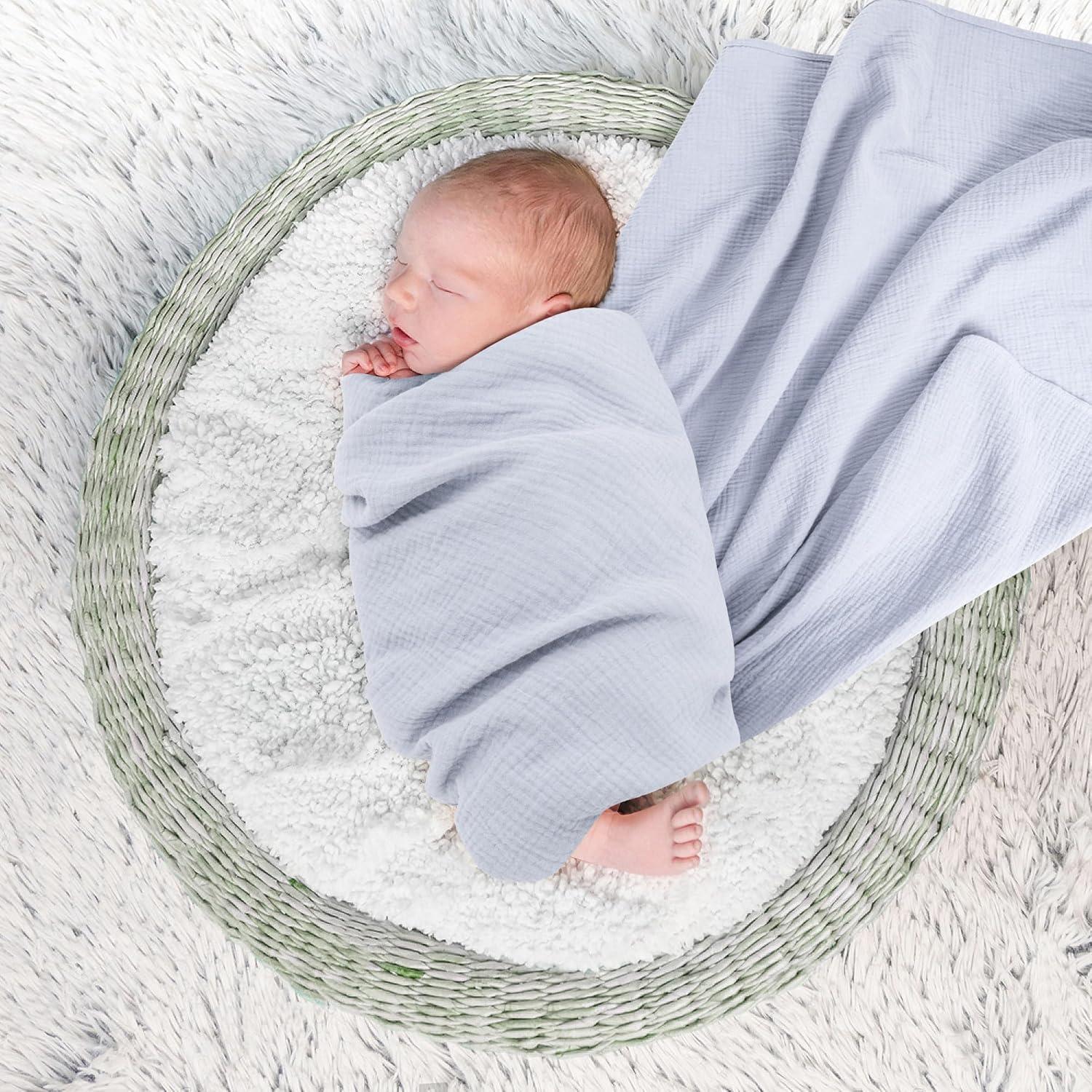 image:imageSusurration Muslin Receiving Blanket100 Cotton Swaddle Blankets for Newborn Soft Thin Swaddle for Unisex Newborn 38x40inch BlueBlue