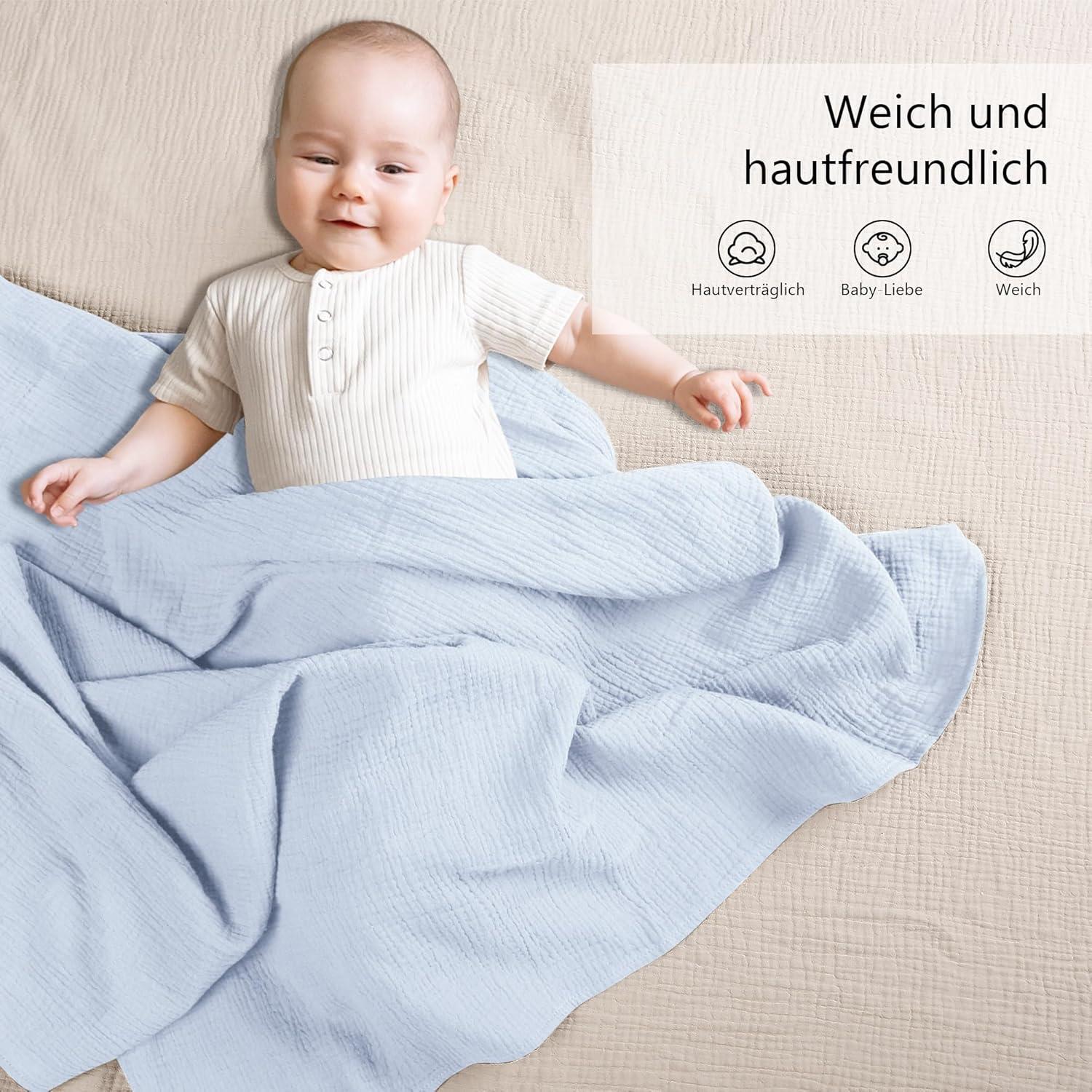 image:imageSusurration Muslin Receiving Blanket100 Cotton Swaddle Blankets for Newborn Soft Thin Swaddle for Unisex Newborn 38x40inch BlueBlue Checkered