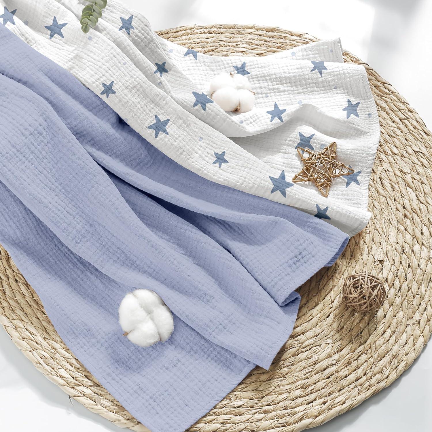 image:imageSusurration Muslin Receiving Blanket100 Cotton Swaddle Blankets for Newborn Soft Thin Swaddle for Unisex Newborn 38x40inch BlueBluegray