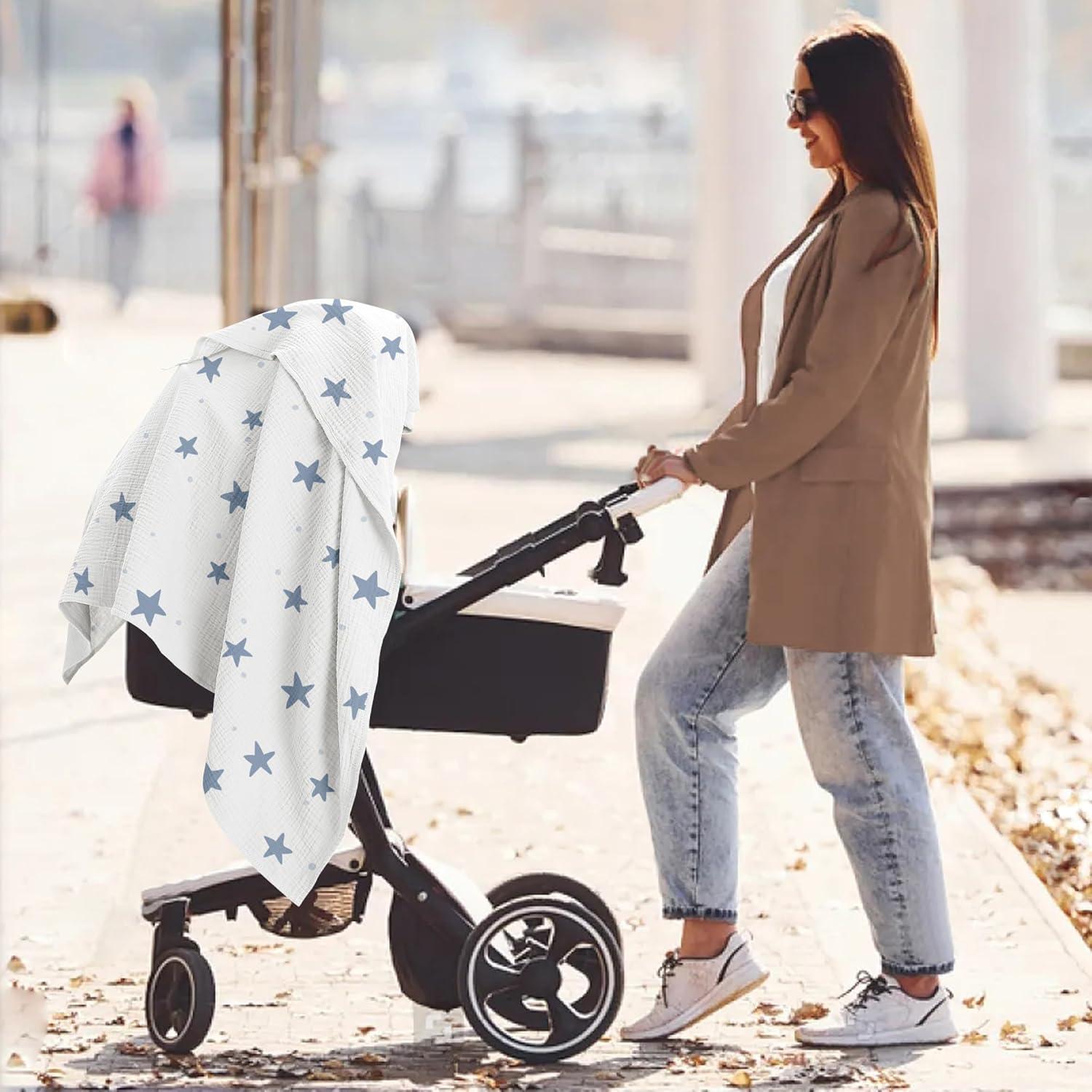 image:imageSusurration Muslin Receiving Blanket100 Cotton Swaddle Blankets for Newborn Soft Thin Swaddle for Unisex Newborn 38x40inch BlueBluegray