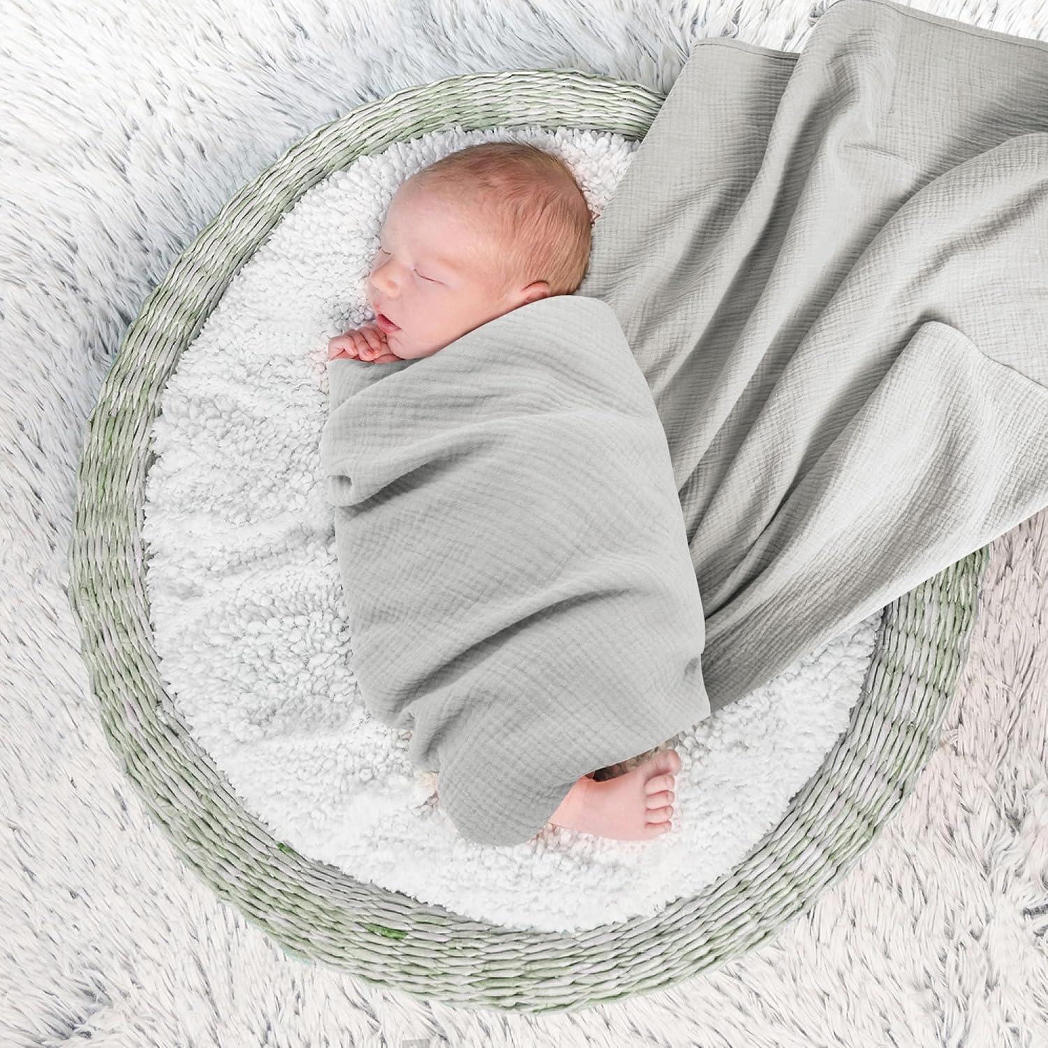 image:imageSusurration Muslin Receiving Blanket100 Cotton Swaddle Blankets for Newborn Soft Thin Swaddle for Unisex Newborn 38x40inch BlueBluegray