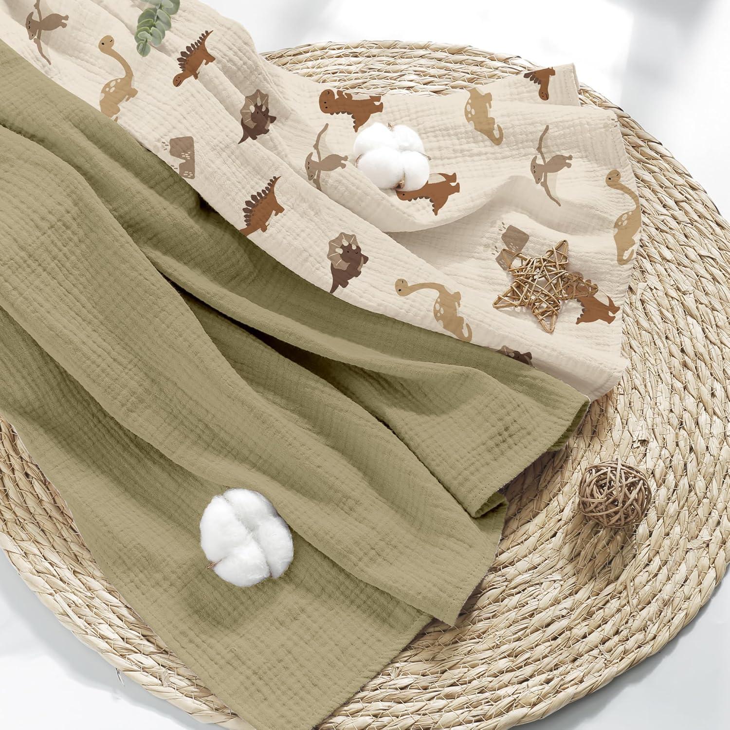 image:imageSusurration Muslin Receiving Blanket100 Cotton Swaddle Blankets for Newborn Soft Thin Swaddle for Unisex Newborn 38x40inch BlueDinosaurs