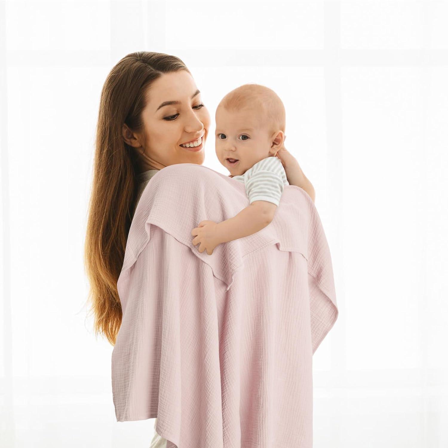 image:imageSusurration Muslin Receiving Blanket100 Cotton Swaddle Blankets for Newborn Soft Thin Swaddle for Unisex Newborn 38x40inch BluePink
