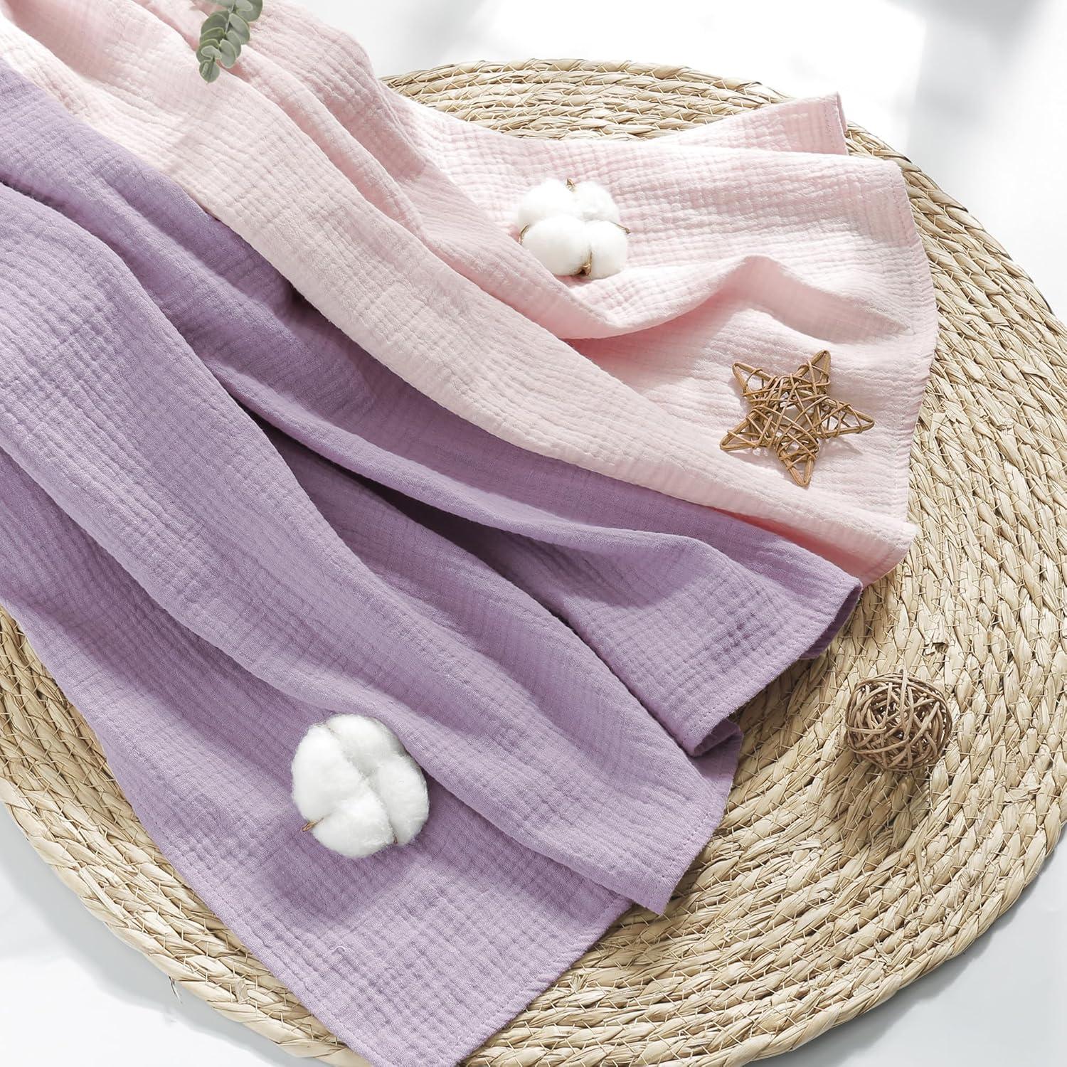 image:imageSusurration Muslin Receiving Blanket100 Cotton Swaddle Blankets for Newborn Soft Thin Swaddle for Unisex Newborn 38x40inch BluePink