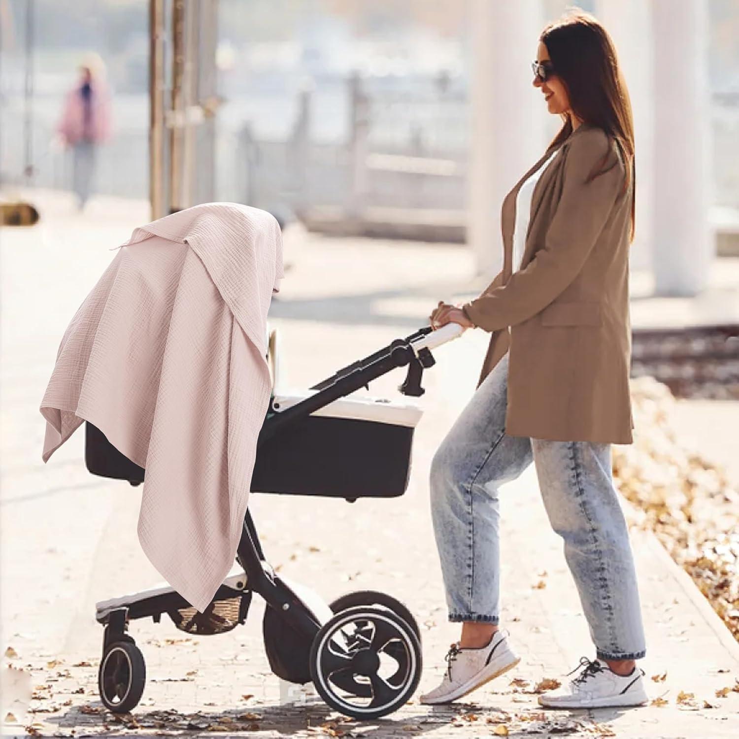 image:imageSusurration Muslin Receiving Blanket100 Cotton Swaddle Blankets for Newborn Soft Thin Swaddle for Unisex Newborn 38x40inch BluePink