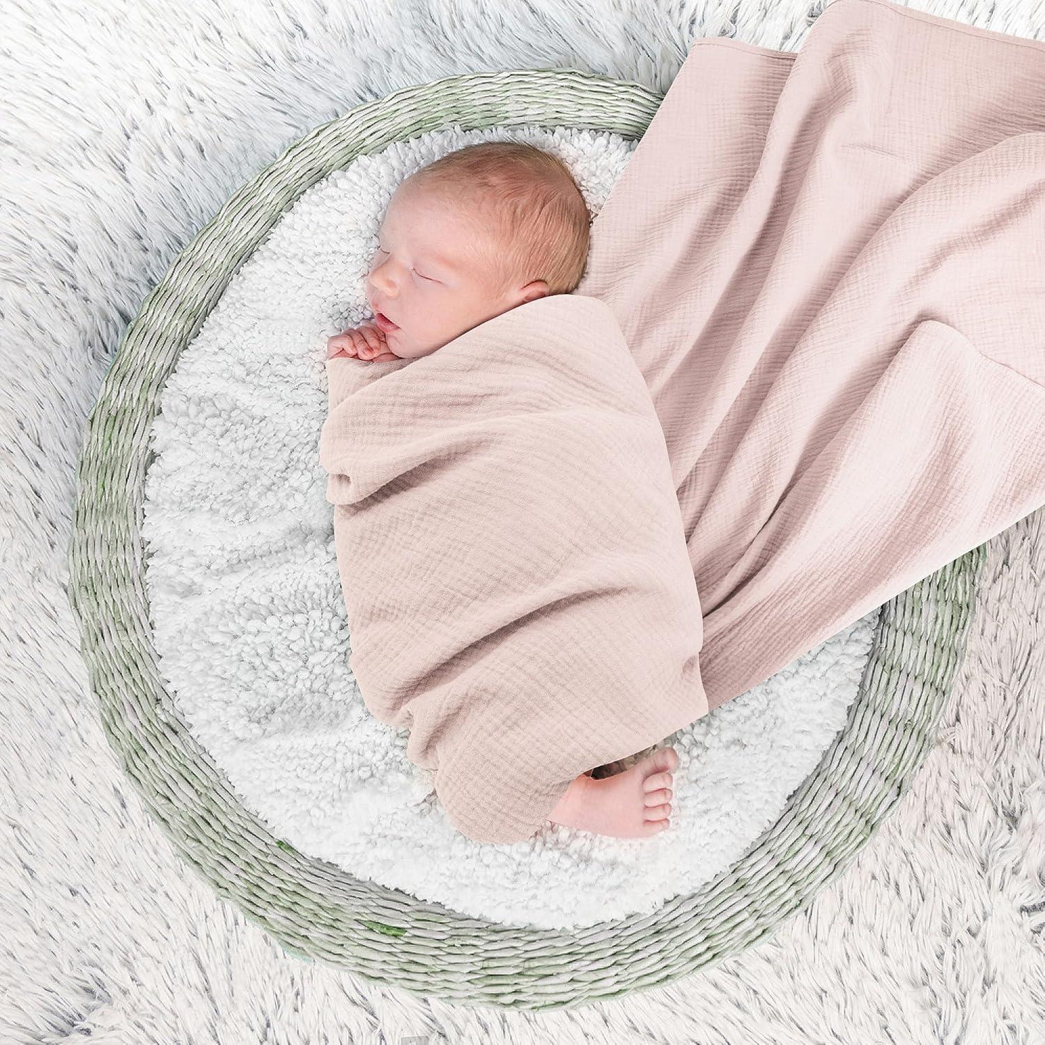 image:imageSusurration Muslin Receiving Blanket100 Cotton Swaddle Blankets for Newborn Soft Thin Swaddle for Unisex Newborn 38x40inch BluePink