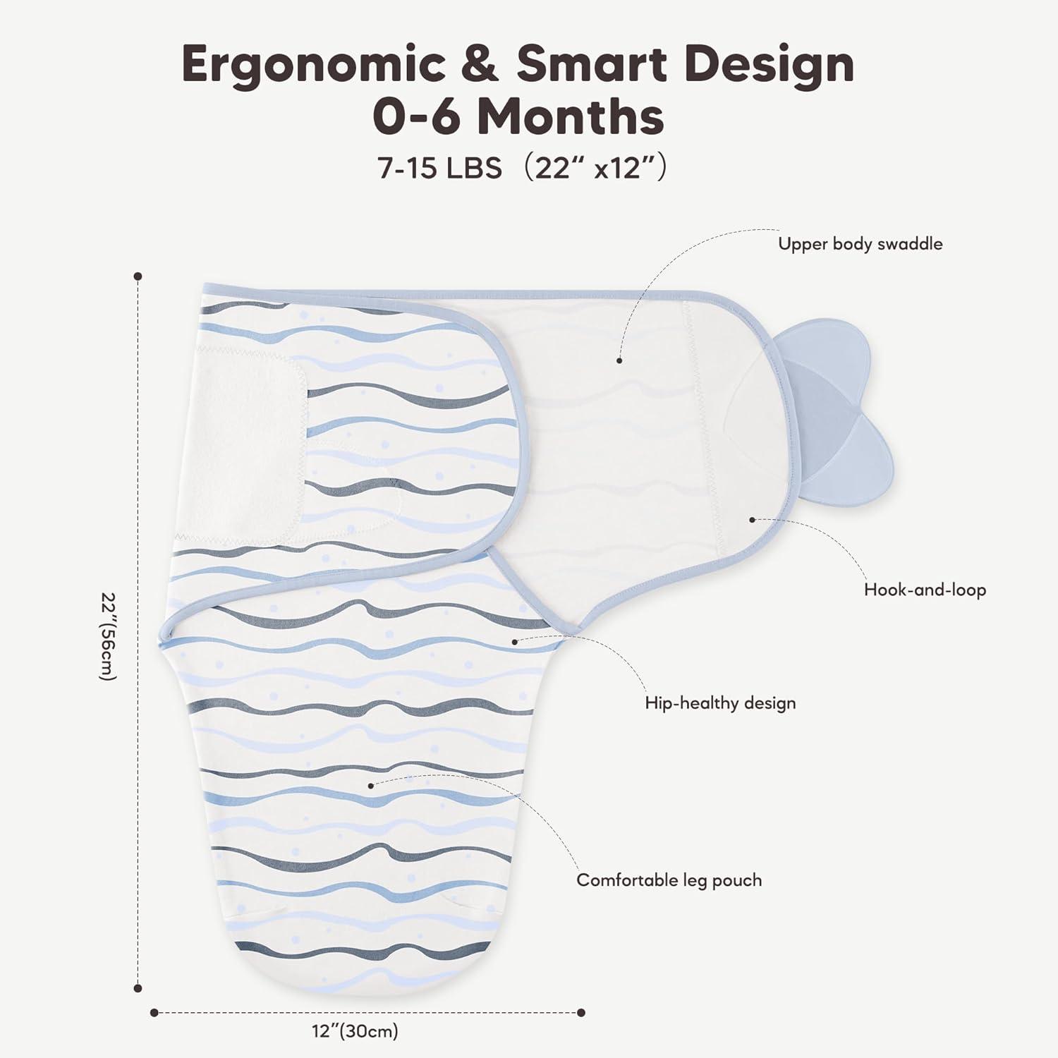 image:imageSusurration Swaddle Sleep Sacks 3 Pack 100 Muslin Cotton Swaddle Blanket Small Baby Wrap for 36 Months Newborn GirlsBoysInfants EssentialsAdjustable Wearable Sleeping Sack New Grey 36 MonthsBlue