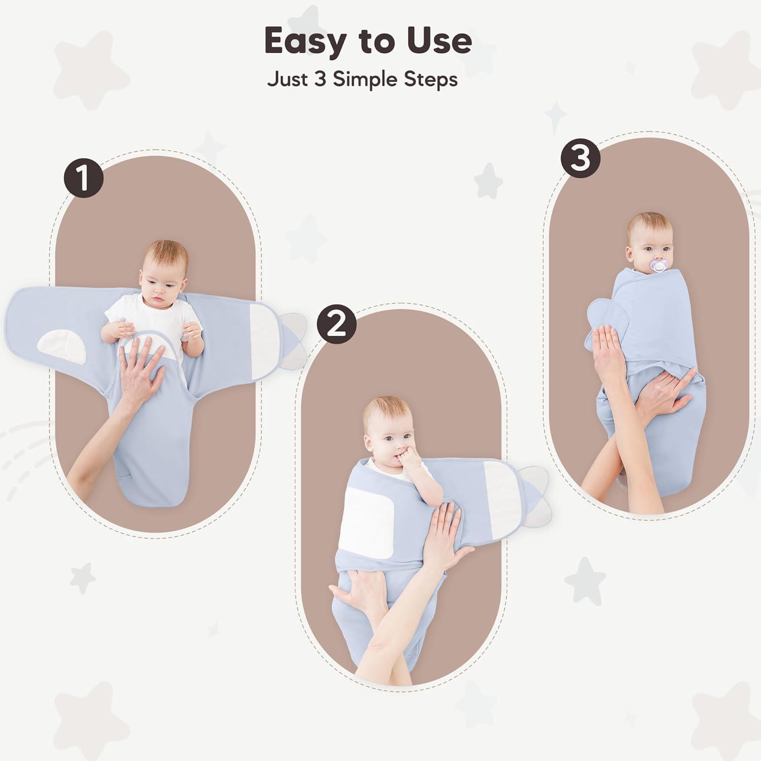 image:imageSusurration Swaddle Sleep Sacks 3 Pack 100 Muslin Cotton Swaddle Blanket Small Baby Wrap for 36 Months Newborn GirlsBoysInfants EssentialsAdjustable Wearable Sleeping Sack New Grey 36 MonthsBlue