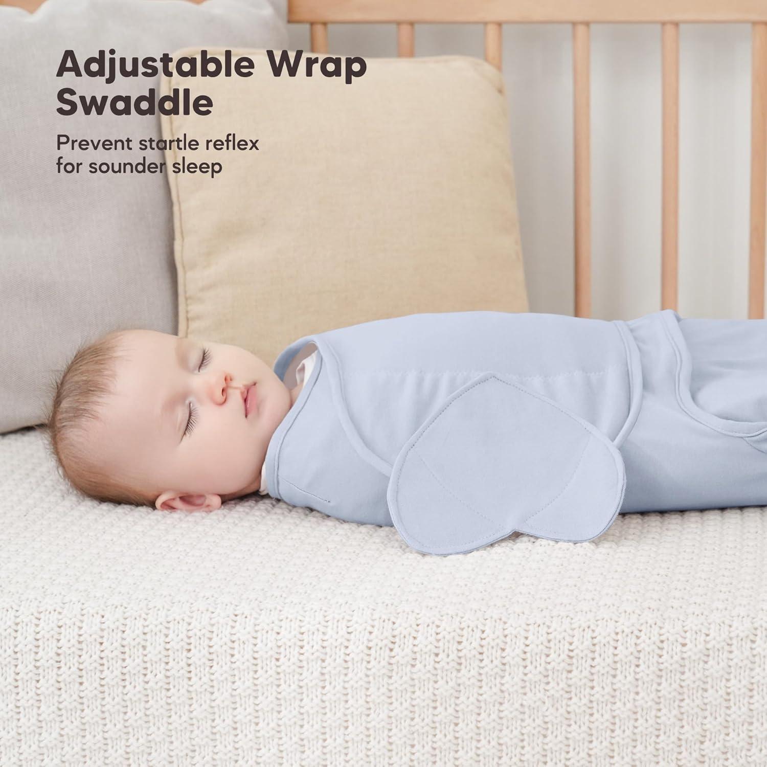 image:imageSusurration Swaddle Sleep Sacks 3 Pack 100 Muslin Cotton Swaddle Blanket Small Baby Wrap for 36 Months Newborn GirlsBoysInfants EssentialsAdjustable Wearable Sleeping Sack New Grey 36 MonthsBlue