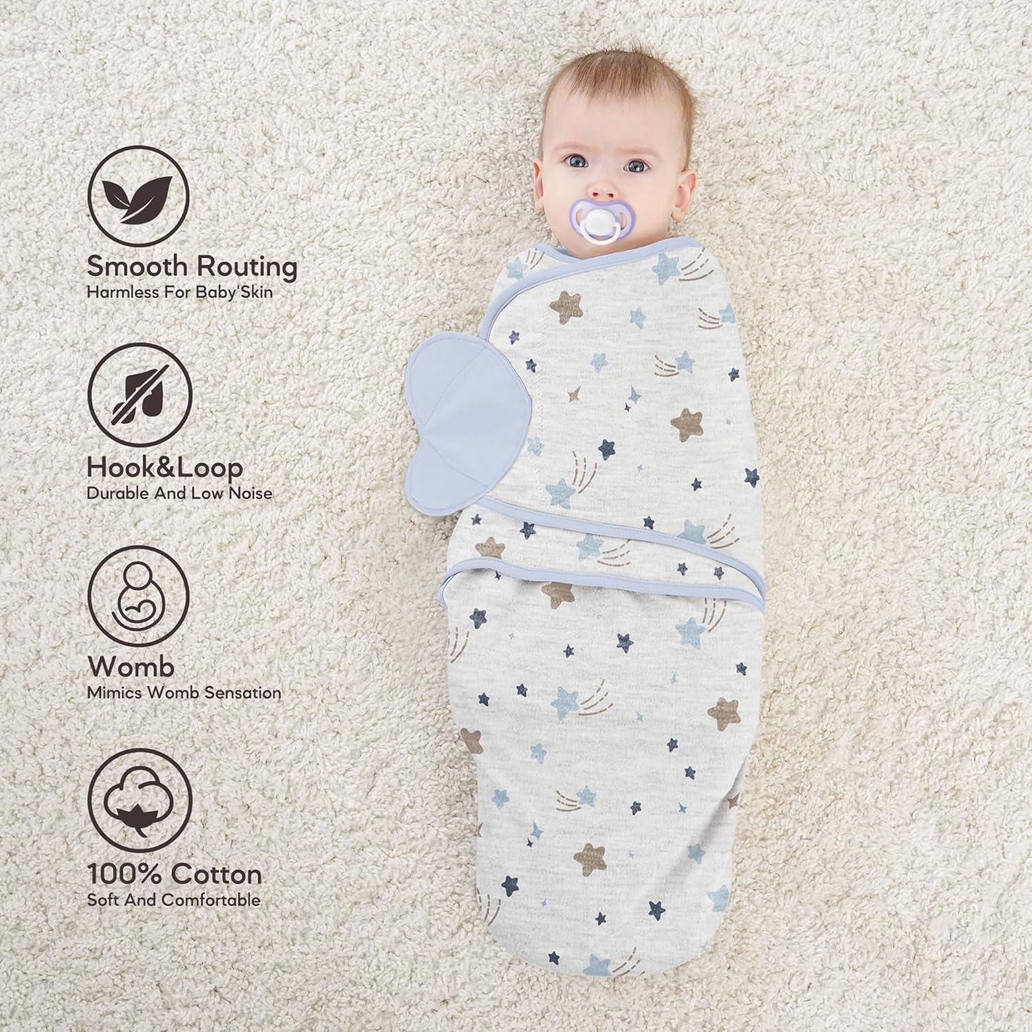 image:imageSusurration Swaddle Sleep Sacks 3 Pack 100 Muslin Cotton Swaddle Blanket Small Baby Wrap for 36 Months Newborn GirlsBoysInfants EssentialsAdjustable Wearable Sleeping Sack New Grey 36 MonthsBlue
