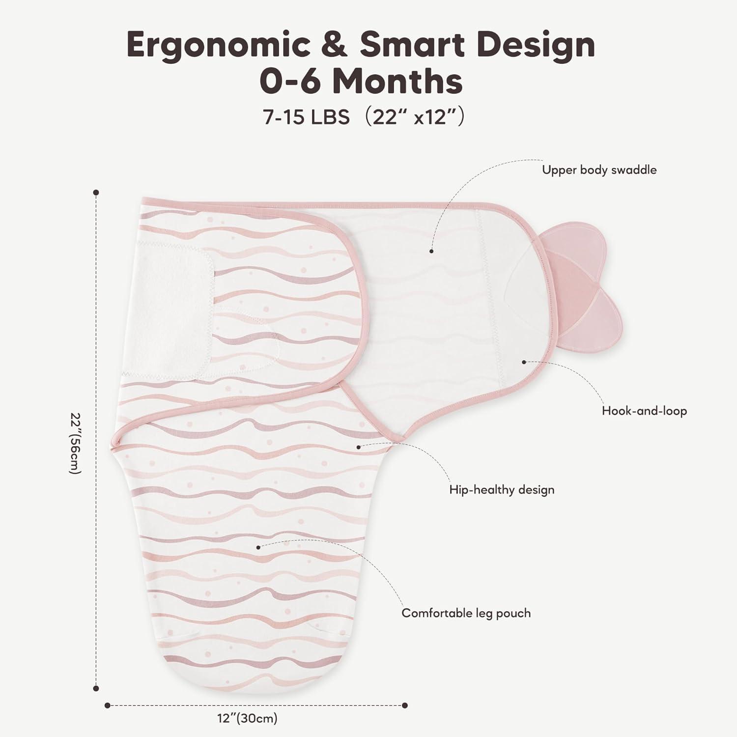 image:imageSusurration Swaddle Sleep Sacks 3 Pack 100 Muslin Cotton Swaddle Blanket Small Baby Wrap for 36 Months Newborn GirlsBoysInfants EssentialsAdjustable Wearable Sleeping Sack New Grey 36 MonthsPink