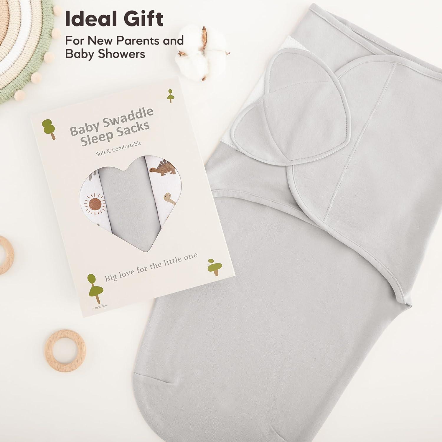 image:imageSusurration Swaddle Sleep Sacks 3 Pack 100 Muslin Cotton Swaddle Blanket Small Baby Wrap for 36 Months Newborn GirlsBoysInfants EssentialsAdjustable Wearable Sleeping Sack New Grey 36 MonthsBrown