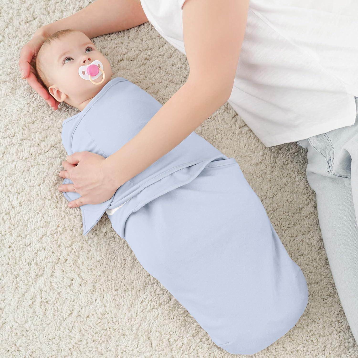 image:imageSusurration Swaddle Sleep Sacks 3 Pack 100 Muslin Cotton Swaddle Blanket Small Baby Wrap for 36 Months Newborn GirlsBoysInfants EssentialsAdjustable Wearable Sleeping Sack New Grey 36 MonthsBlue