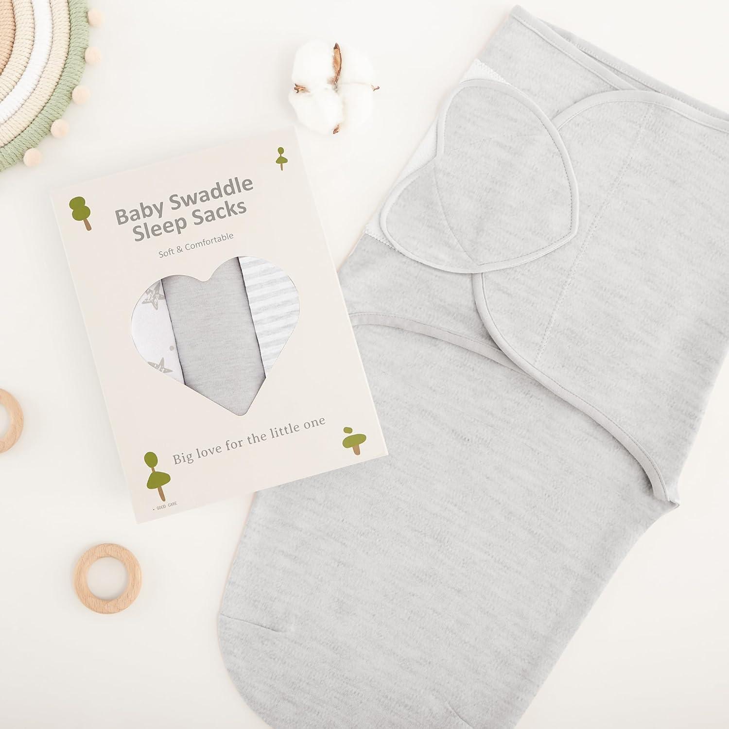 image:imageSusurration Swaddle Sleep Sacks 3 Pack 100 Muslin Cotton Swaddle Blanket Small Baby Wrap for 36 Months Newborn GirlsBoysInfants EssentialsAdjustable Wearable Sleeping Sack New Grey 36 MonthsNew Grey