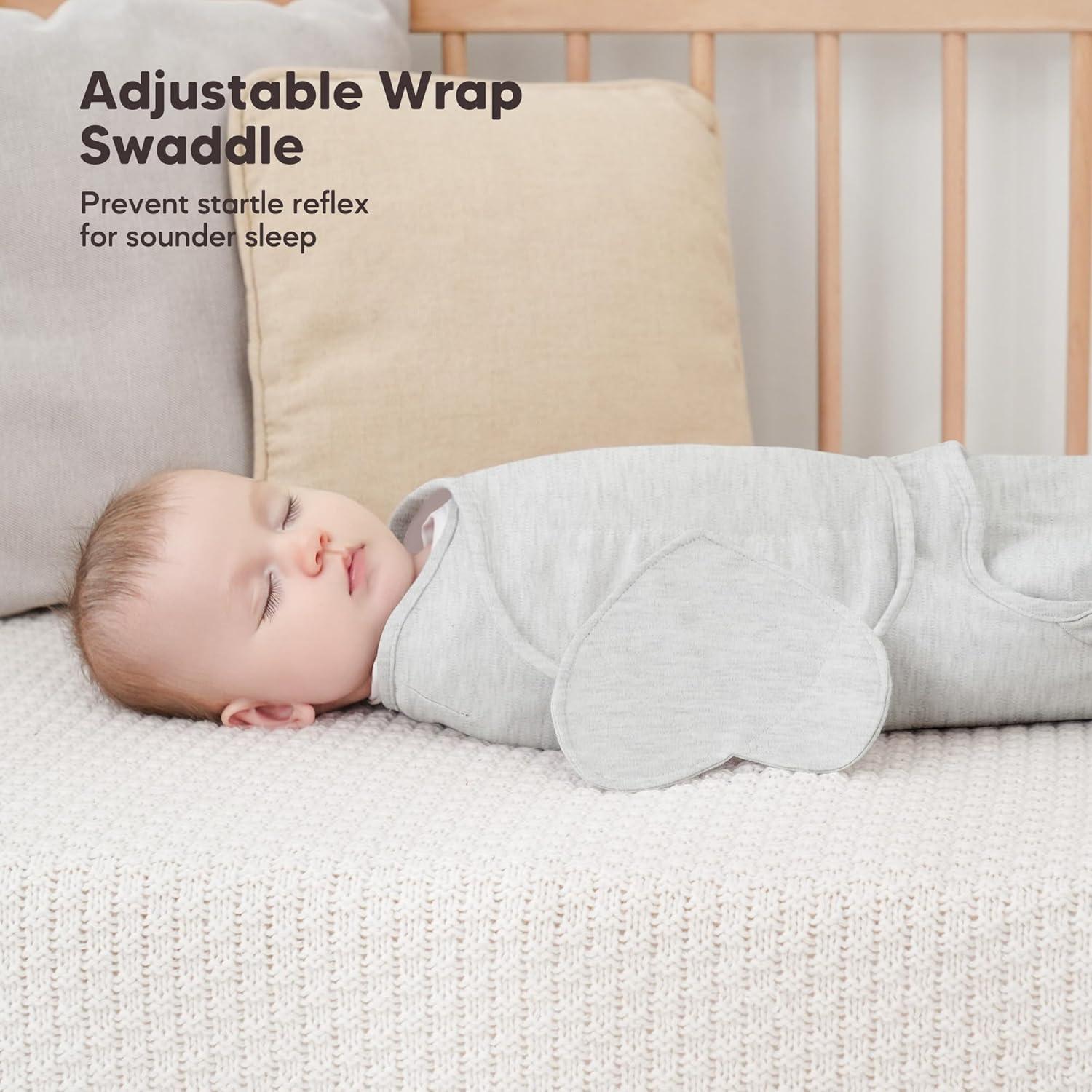 image:imageSusurration Swaddle Sleep Sacks 3 Pack 100 Muslin Cotton Swaddle Blanket Small Baby Wrap for 36 Months Newborn GirlsBoysInfants EssentialsAdjustable Wearable Sleeping Sack New Grey 36 MonthsGrey