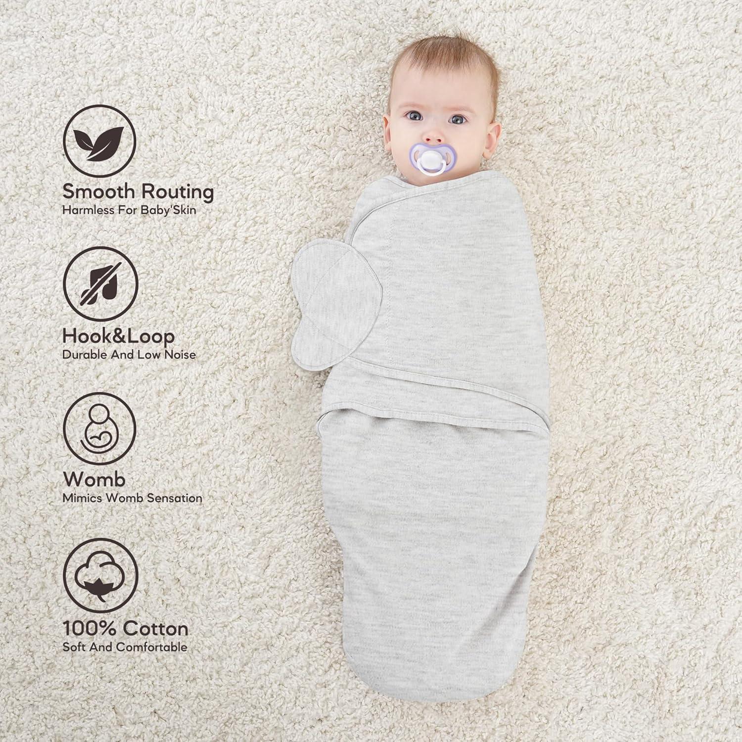 image:imageSusurration Swaddle Sleep Sacks 3 Pack 100 Muslin Cotton Swaddle Blanket Small Baby Wrap for 36 Months Newborn GirlsBoysInfants EssentialsAdjustable Wearable Sleeping Sack New Grey 36 MonthsGrey