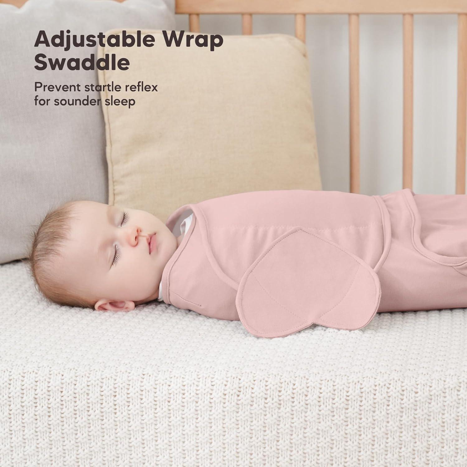 image:imageSusurration Swaddle Sleep Sacks 3 Pack 100 Muslin Cotton Swaddle Blanket Small Baby Wrap for 36 Months Newborn GirlsBoysInfants EssentialsAdjustable Wearable Sleeping Sack New Grey 36 MonthsPink