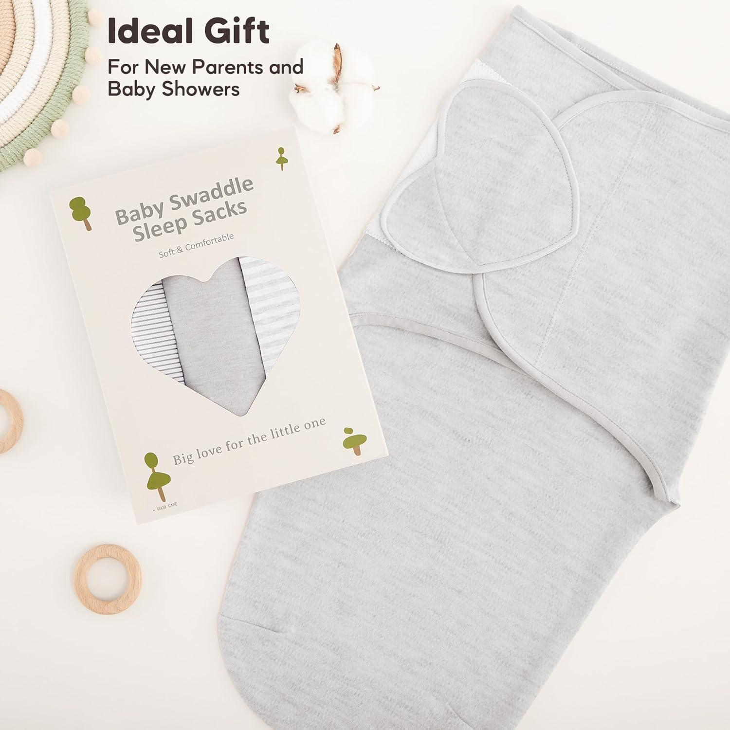 image:imageSusurration Swaddle Sleep Sacks 3 Pack 100 Muslin Cotton Swaddle Blanket Small Baby Wrap for 36 Months Newborn GirlsBoysInfants EssentialsAdjustable Wearable Sleeping Sack New Grey 36 MonthsGrey