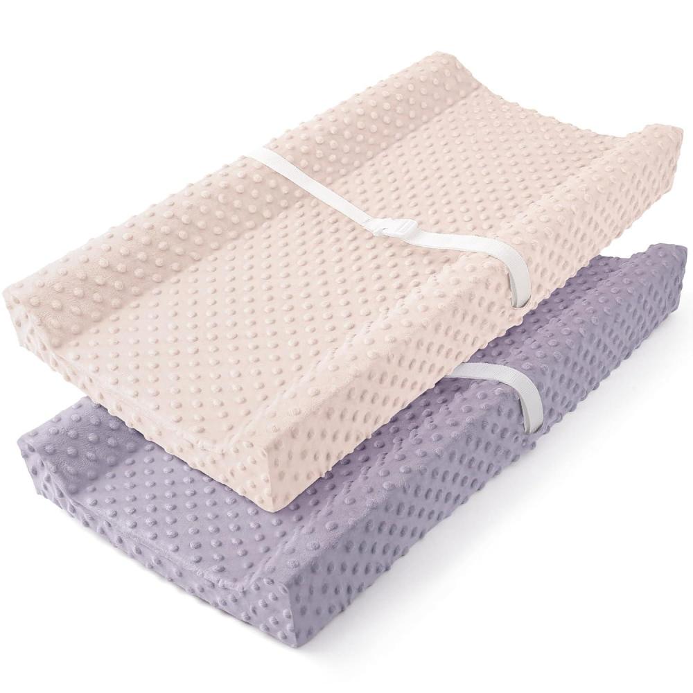 image:imageSusurration 2Pack Changing Pad Covers Super Soft Minky Dots Plush Changing Table Covers 33x17x7in Breathable Changing Pad Sheets for Unisex Baby Girls and Boys PinkampPurplePinkPurple
