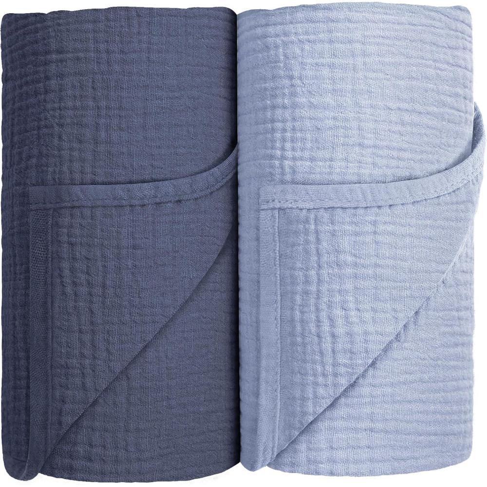 image:imageSusurration Muslin Receiving Blanket100 Cotton Swaddle Blankets for Newborn Soft Thin Swaddle for Unisex Newborn 38x40inch BlueBlue