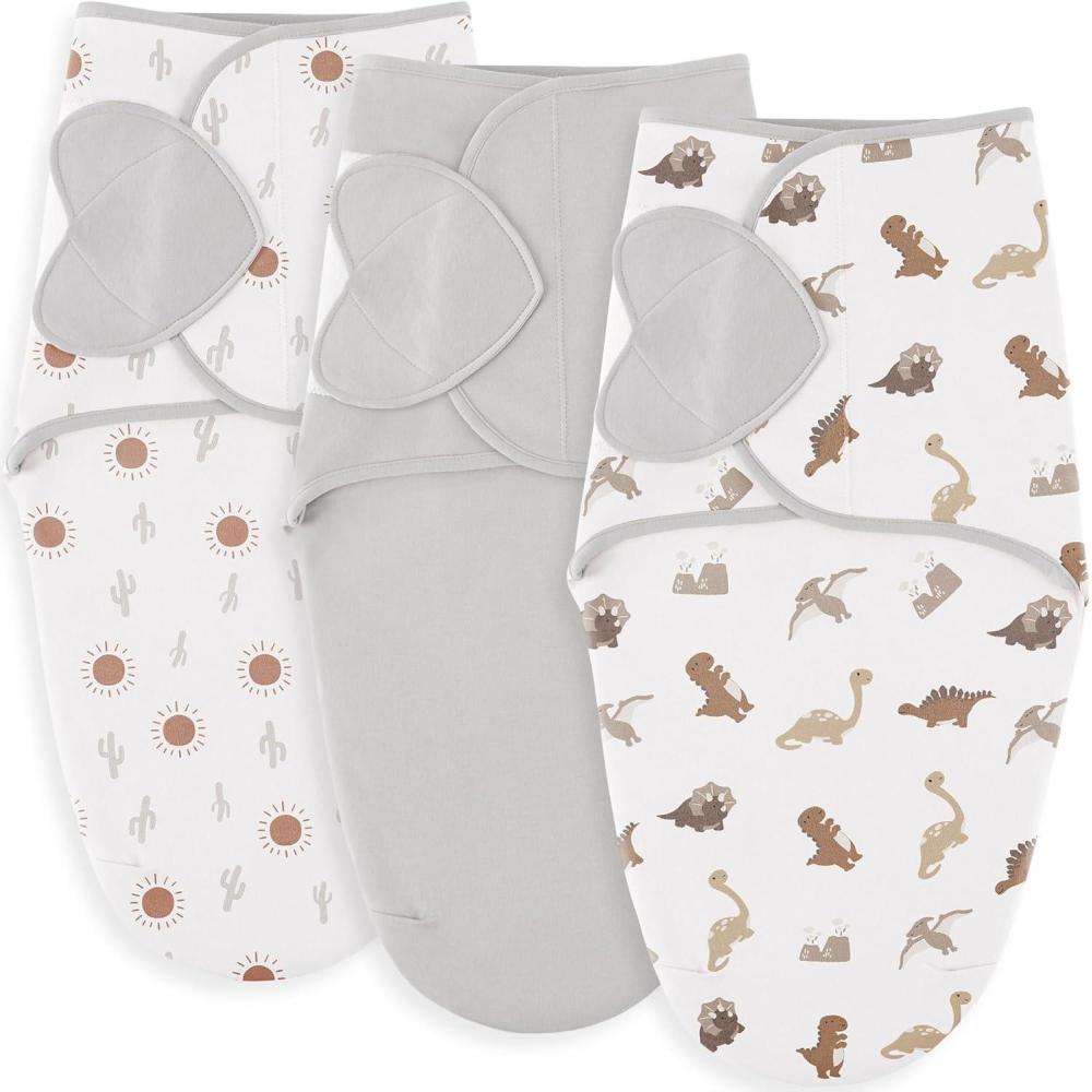 image:imageSusurration Swaddle Sleep Sacks 3 Pack 100 Muslin Cotton Swaddle Blanket Small Baby Wrap for 36 Months Newborn GirlsBoysInfants EssentialsAdjustable Wearable Sleeping Sack New Grey 36 MonthsBrown