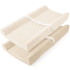 image:imageSusurration 2Pack Changing Pad Covers Super Soft Minky Dots Plush Changing Table Covers 33x17x7in Breathable Changing Pad Sheets for Unisex Baby Girls and Boys PinkampPurpleBrownCream
