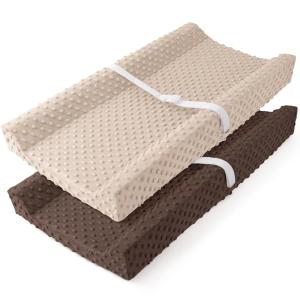 image:imageSusurration 2Pack Changing Pad Covers Super Soft Minky Dots Plush Changing Table Covers 33x17x7in Breathable Changing Pad Sheets for Unisex Baby Girls and Boys PinkampPurpleBeigeBrown
