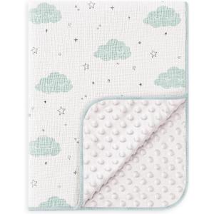 image:imageSusurration Baby Blanket for Unisex Boys Girls Soft Nursery Minky Blanket with Muslin Cotton Front and Dotted Fleece Back Receiving Blanket for Baby Newborn Infant 30x40inch DinosaurCloud
