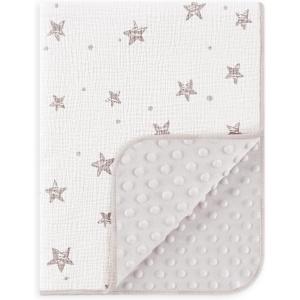 image:imageSusurration Baby Blanket for Unisex Boys Girls Soft Nursery Minky Blanket with Muslin Cotton Front and Dotted Fleece Back Receiving Blanket for Baby Newborn Infant 30x40inch DinosaurBeige Star