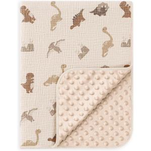 image:imageSusurration Baby Blanket for Unisex Boys Girls Soft Nursery Minky Blanket with Muslin Cotton Front and Dotted Fleece Back Receiving Blanket for Baby Newborn Infant 30x40inch DinosaurDinosaur