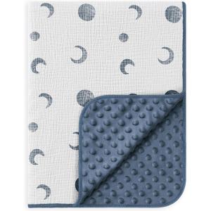 image:imageSusurration Baby Blanket for Unisex Boys Girls Soft Nursery Minky Blanket with Muslin Cotton Front and Dotted Fleece Back Receiving Blanket for Baby Newborn Infant 30x40inch DinosaurBluemoon