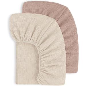 image:imageSusurration Bassinet Sheets  2 Pack Bassinet Sheets Fits Oval and Rectangle Bassinet Mattress Breathable and SkinFriendly for Baby Boy and Girl Pink Peach