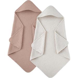 image:imageSusurration Hooded Baby Towels for Newborn 2 Pack 100 Muslin Cotton Towel for BabiesHighly Absorbent and Newborn Essential 30x30 Inch BeigeampSandBeigesand
