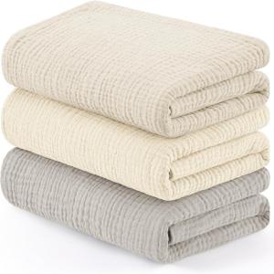 image:imageSusurration Muslin Receiving Blanket100 Cotton Swaddle Blankets for Newborn Soft Thin Swaddle for Unisex Newborn 38x40inch BlueApricot Gray