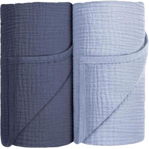 image:imageSusurration Muslin Receiving Blanket100 Cotton Swaddle Blankets for Newborn Soft Thin Swaddle for Unisex Newborn 38x40inch BlueBlue