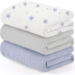 image:imageSusurration Muslin Receiving Blanket100 Cotton Swaddle Blankets for Newborn Soft Thin Swaddle for Unisex Newborn 38x40inch BlueBluegray