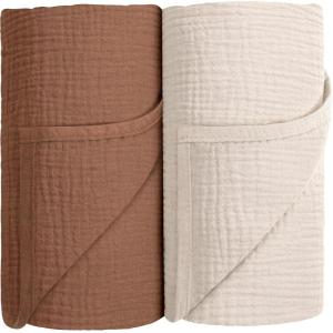 image:imageSusurration Muslin Receiving Blanket100 Cotton Swaddle Blankets for Newborn Soft Thin Swaddle for Unisex Newborn 38x40inch BlueBrown