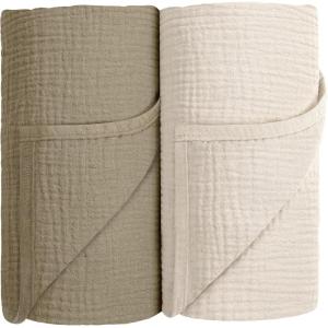 image:imageSusurration Muslin Receiving Blanket100 Cotton Swaddle Blankets for Newborn Soft Thin Swaddle for Unisex Newborn 38x40inch BlueOlive Green
