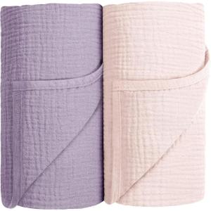image:imageSusurration Muslin Receiving Blanket100 Cotton Swaddle Blankets for Newborn Soft Thin Swaddle for Unisex Newborn 38x40inch BluePink