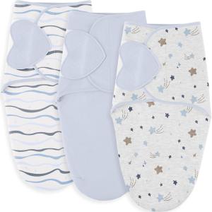 image:imageSusurration Swaddle Sleep Sacks 3 Pack 100 Muslin Cotton Swaddle Blanket Small Baby Wrap for 36 Months Newborn GirlsBoysInfants EssentialsAdjustable Wearable Sleeping Sack New Grey 36 MonthsBlue